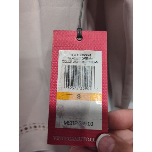 Vince Camuto Women’s Beige Mock Neck Laser Cut Out Blouse, 3/4 Sleeve Size Small - Picture 5 of 8